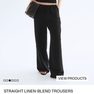 Straight black linen pants